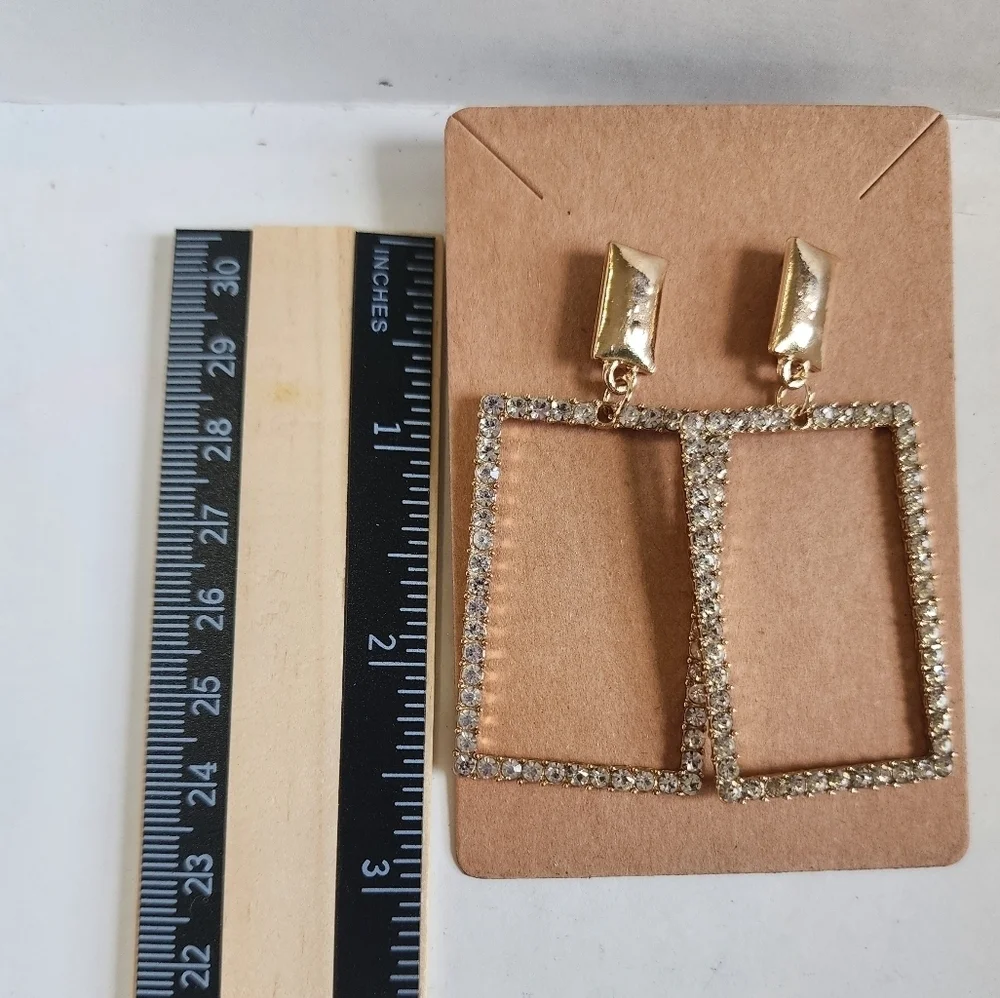Gold and Silver Rectangular Dangling Earrings